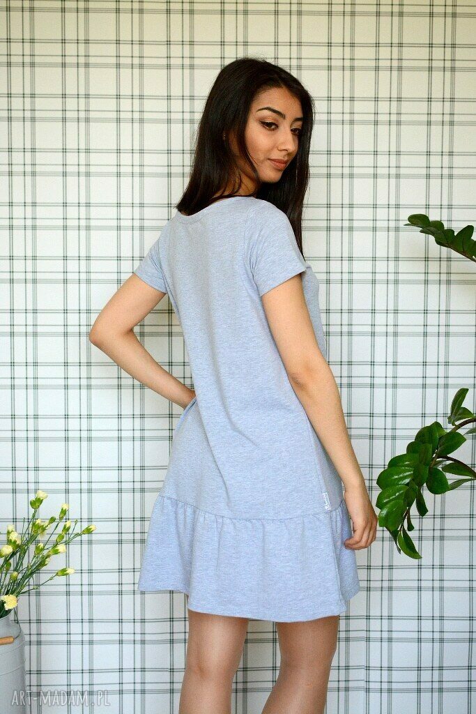 Sukienka z falbaną s/m/l/xl szary melanż