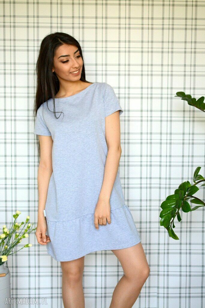 Sukienka z falbaną s/m/l/xl szary melanż