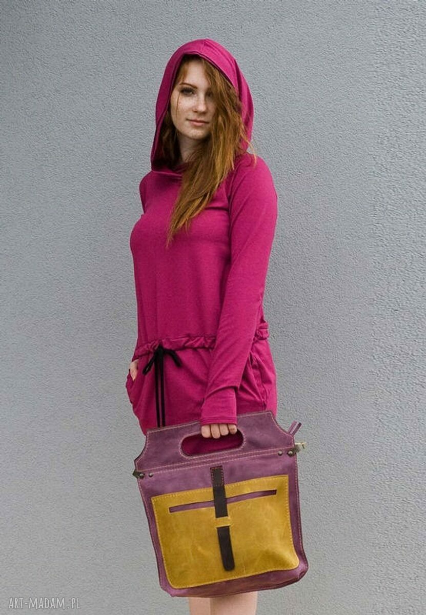 Luźna sukienka z kapturem z bawełnianej dzianiny i kieszeniami (XS-XXL)