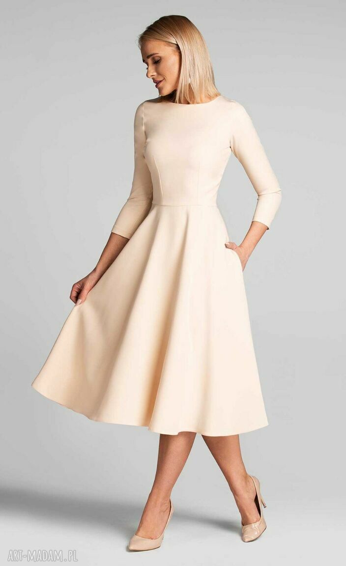 Sukienka Midi Total KLARA 7/8 (Vanillia) Handmade