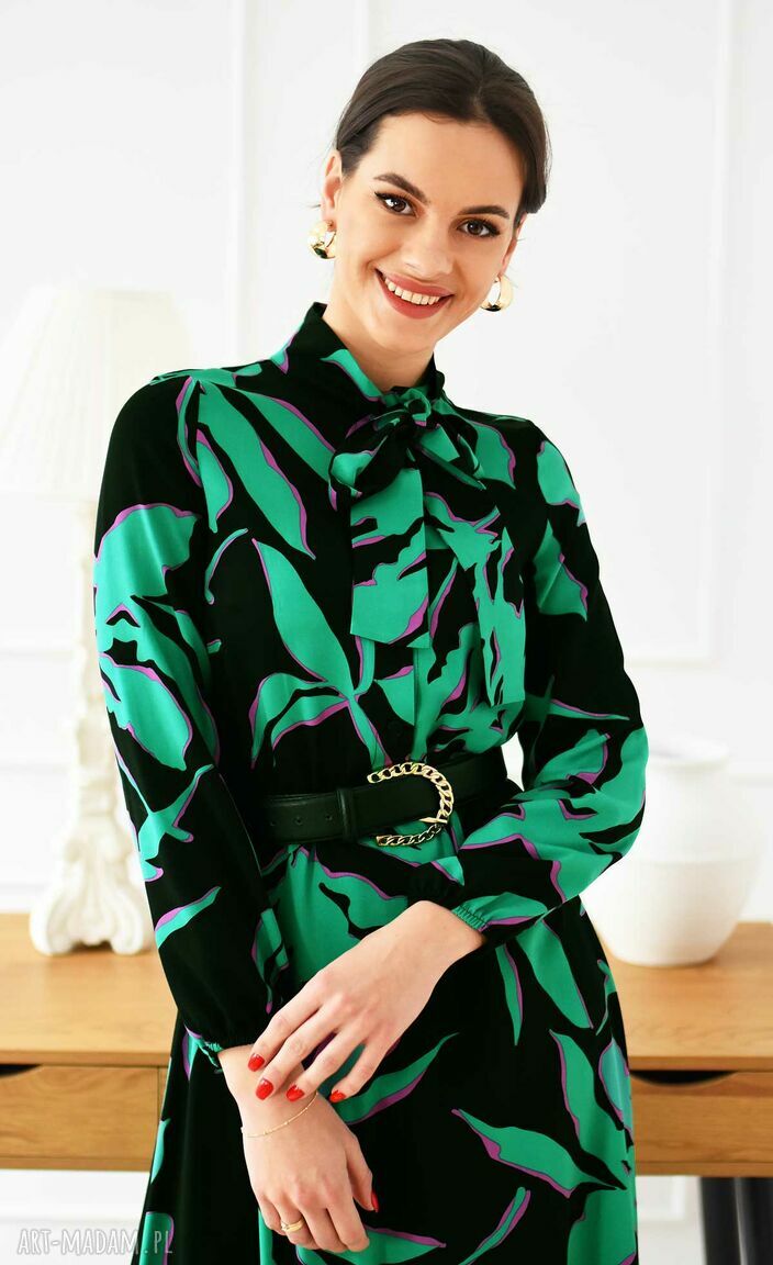 sukienki: Wiskozowa Sukienka Midi Total LAUREN (Vesper Zieleń) handmade