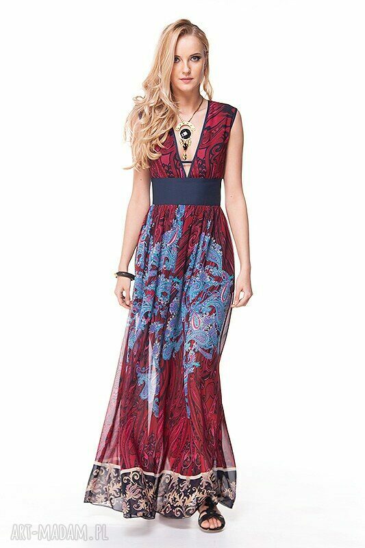 Sukienka Zuri - maxi etno boho-orient z włoskiego szyfonu