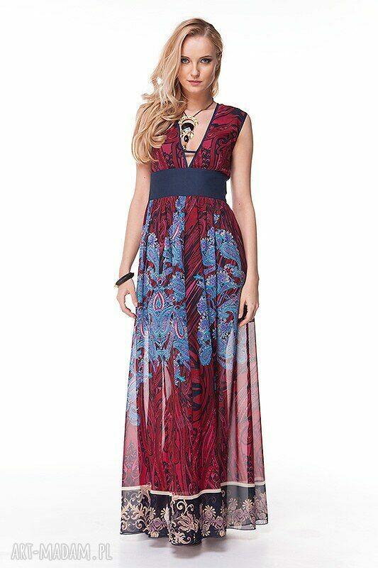 Sukienka Zuri - maxi etno boho-orient z włoskiego szyfonu