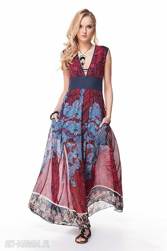 Sukienka Zuri - maxi etno boho-orient z włoskiego szyfonu