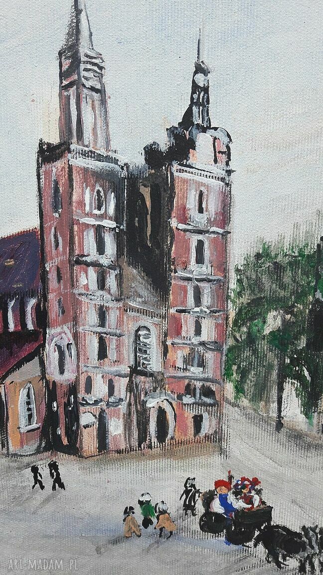 Kraków Sukiennice - ręcznie malowany obraz akrylowy 30x60 cm