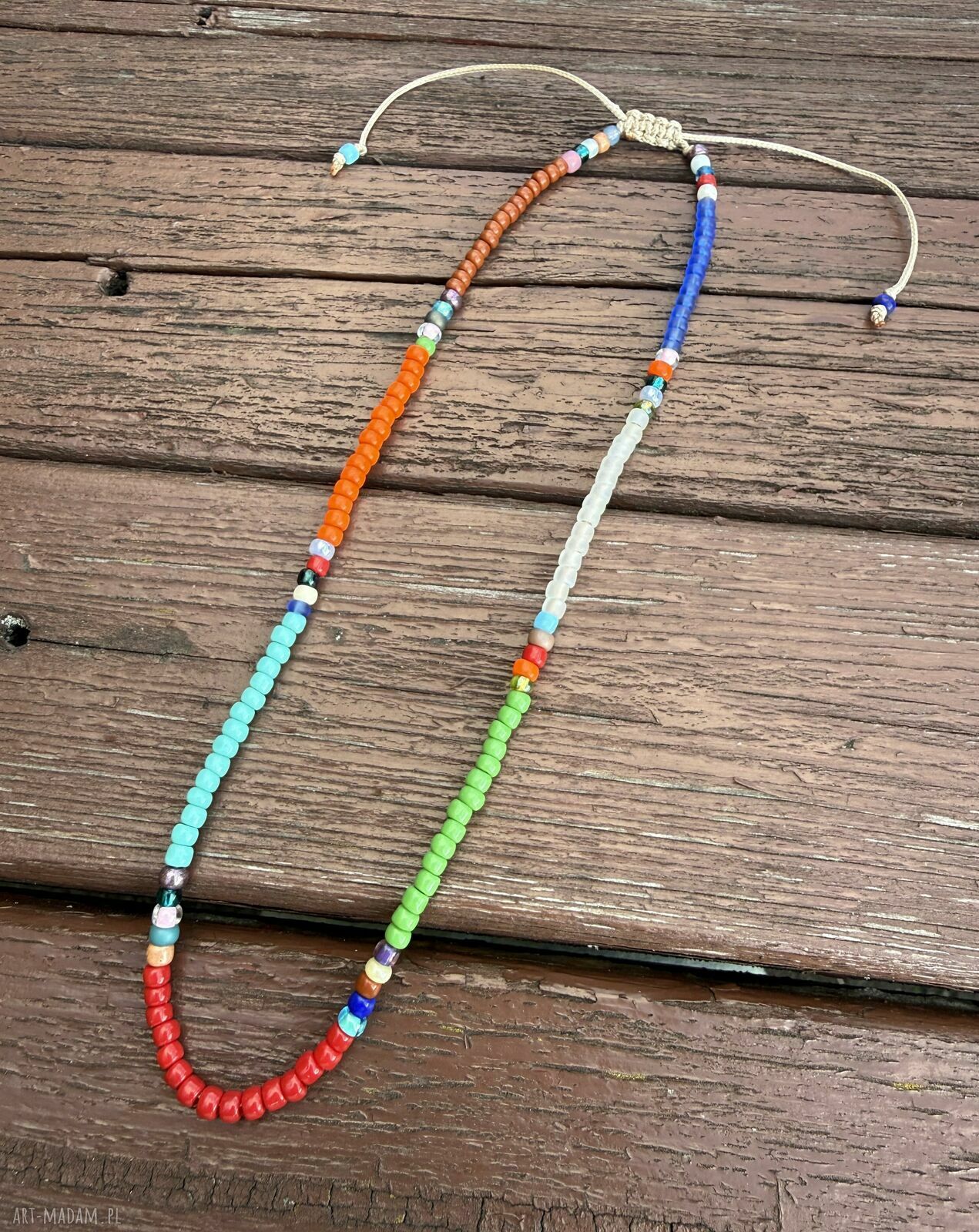 Kolorowy letni naszyjnik boho etno folk z koralików
