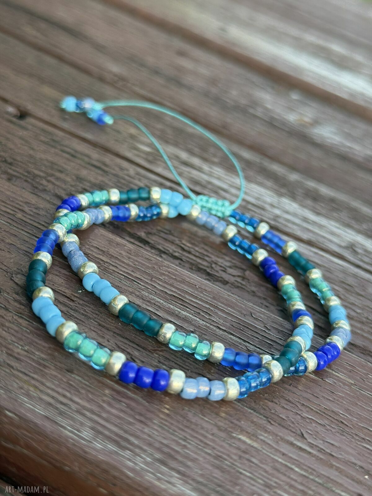 Summer vibe w morskościach - krótki naszyjnik boho z koralików aqua