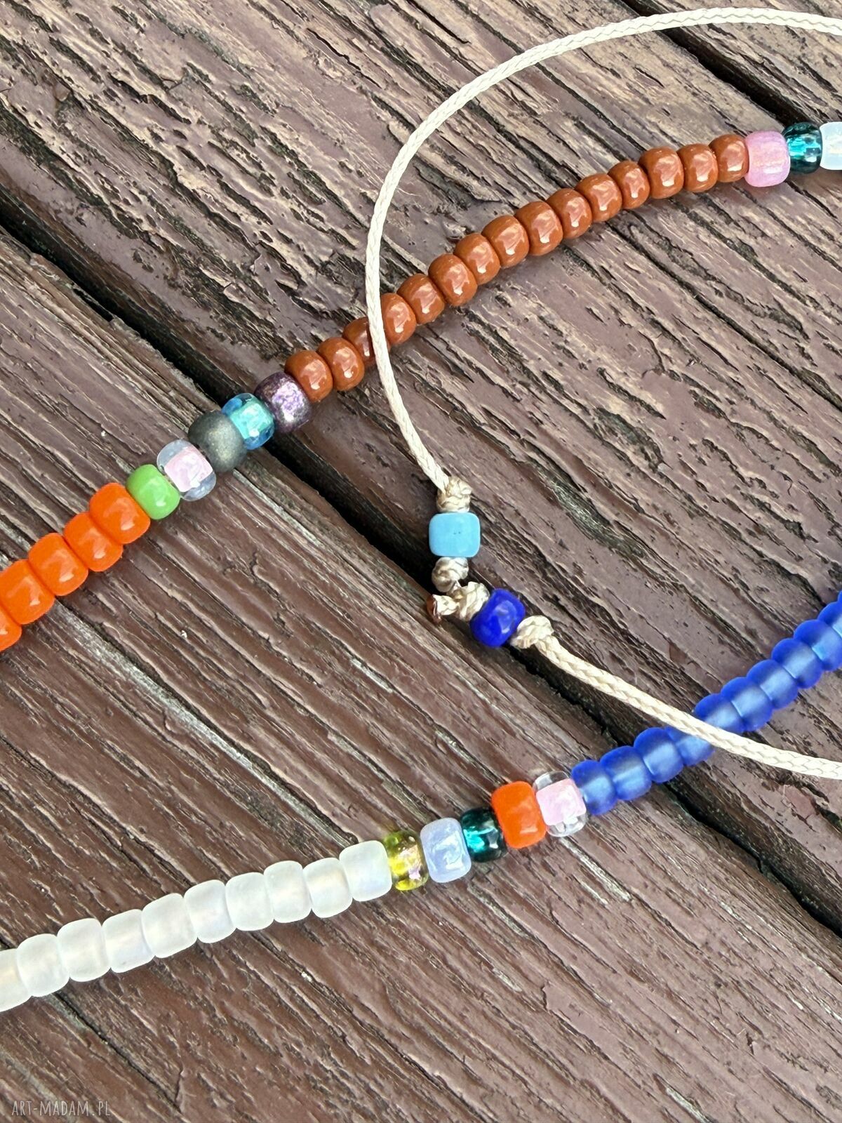 Kolorowy letni naszyjnik boho etno folk z koralików