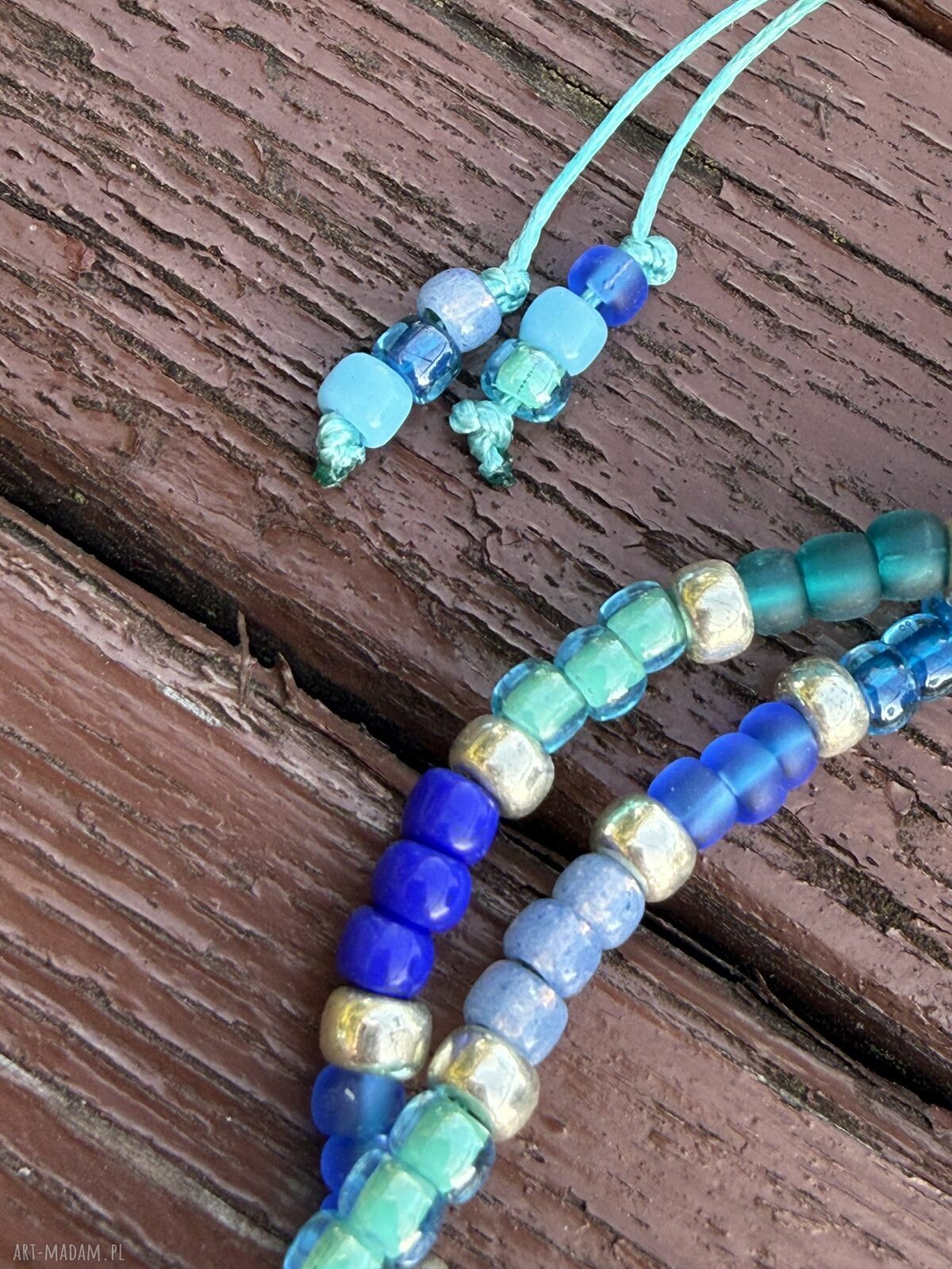 Summer vibe w morskościach - krótki naszyjnik boho z koralików aqua