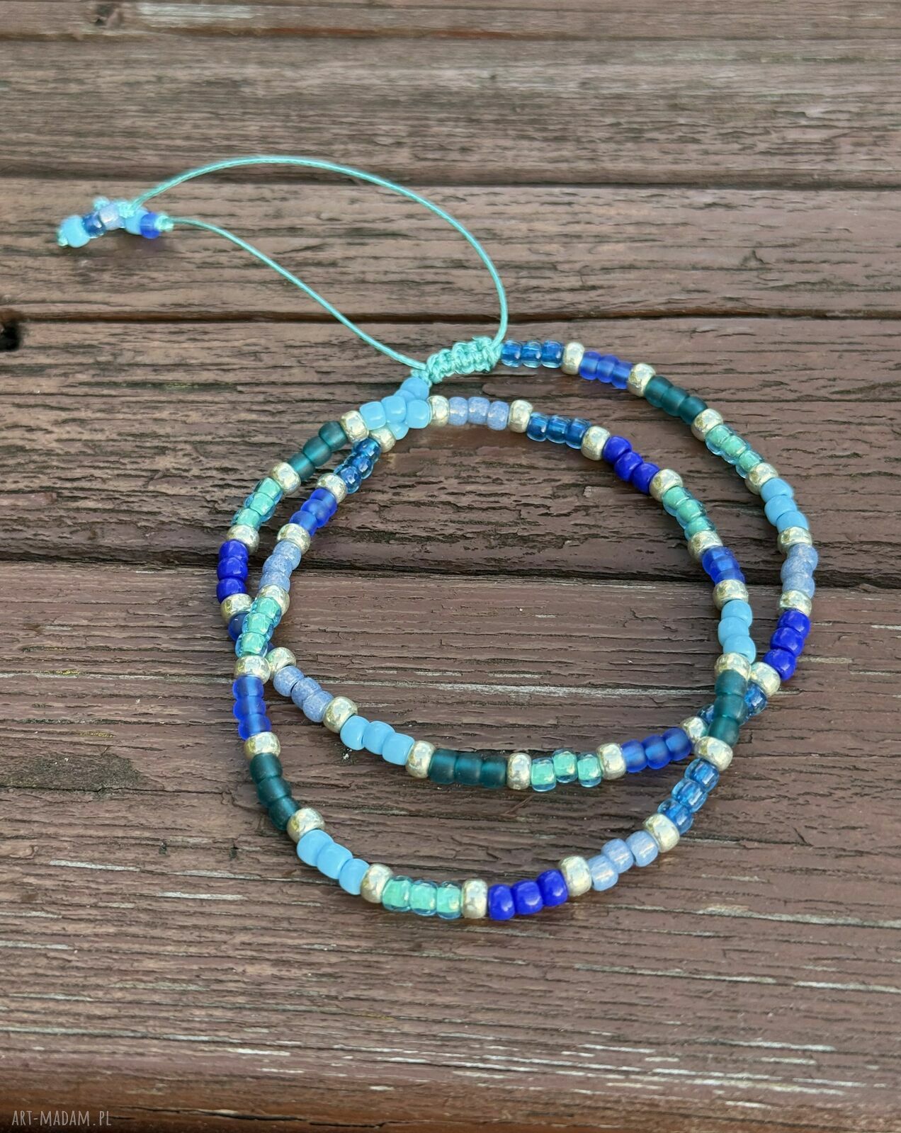 Summer vibe w morskościach - krótki naszyjnik boho z koralików aqua