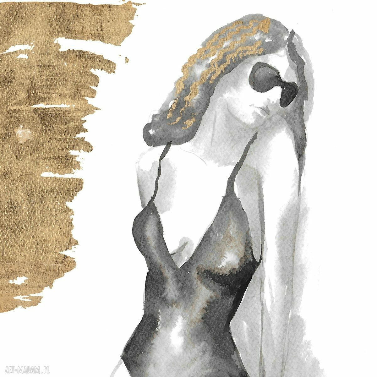 Tryptyk „Summertime” - zestaw grafik ręcznie malowanych i złoconych