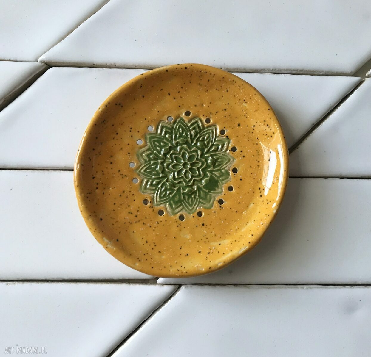 Mydelniczka ceramiczna Sun z mandalą - ręczna robota