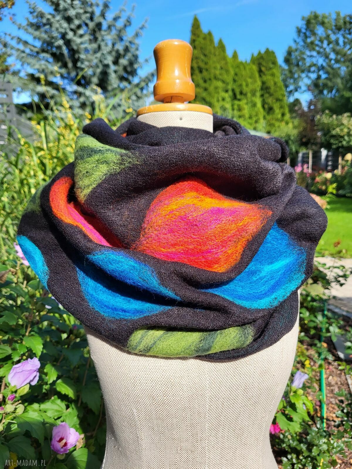 Szary wełniany komin filcowany z merynosów na Dzień Mamy - tuba handmade