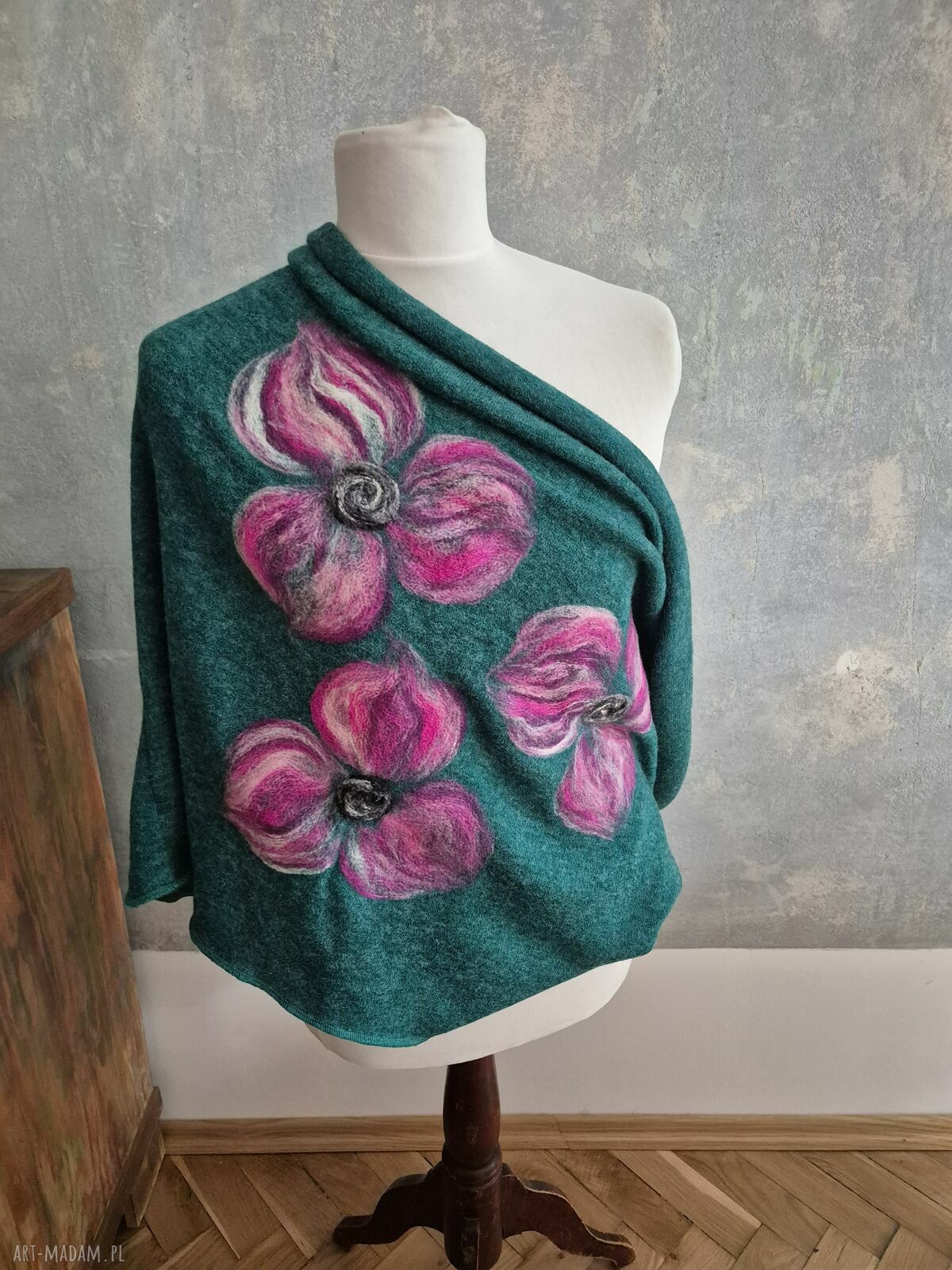 Super prezent na Dzień Mamy - ciepły komin z filcowanej wełny merynosów tuba, handmade