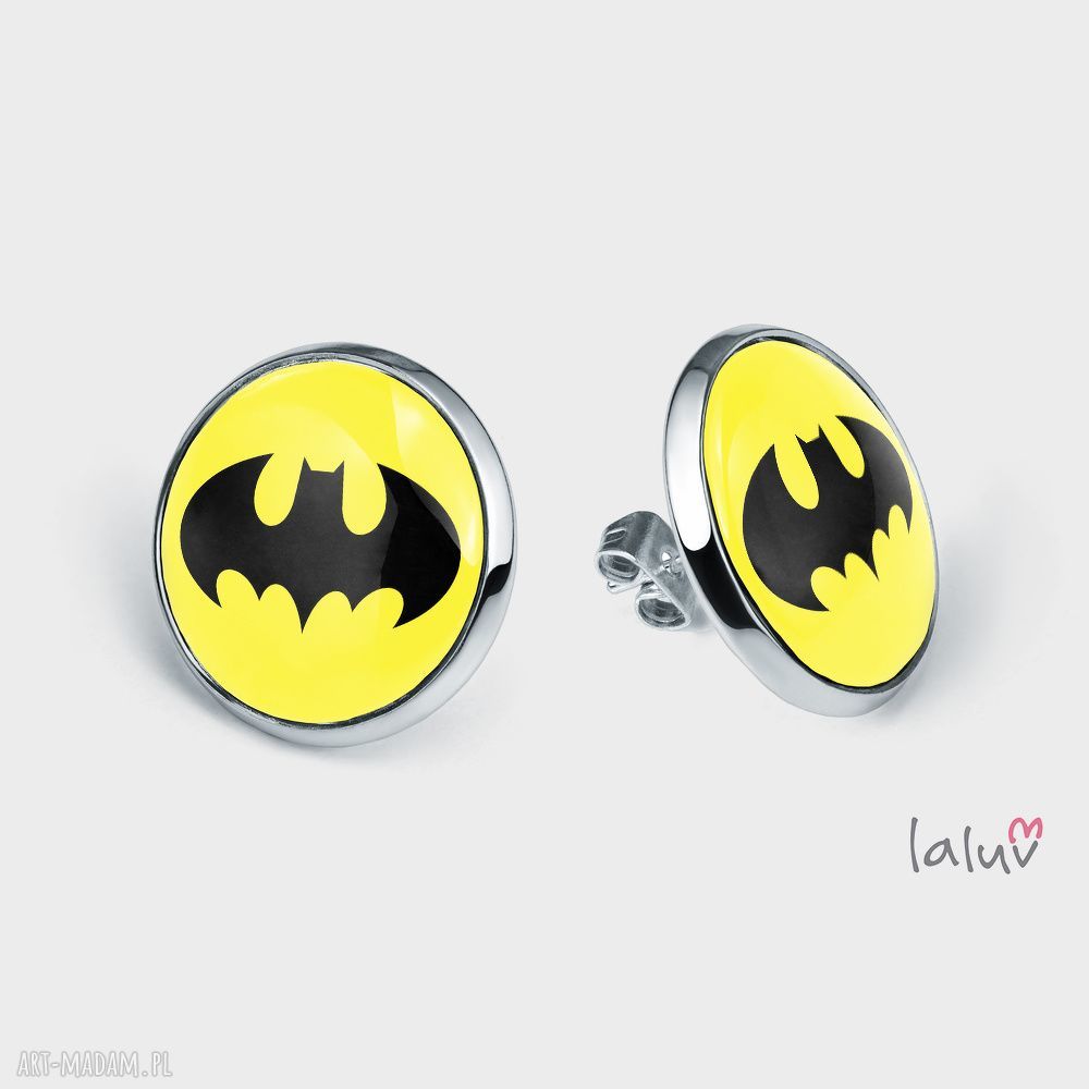 Kolczyki sztyfty Batman - ręcznie robione, antyalergiczne, prezent dla fanki komiksów