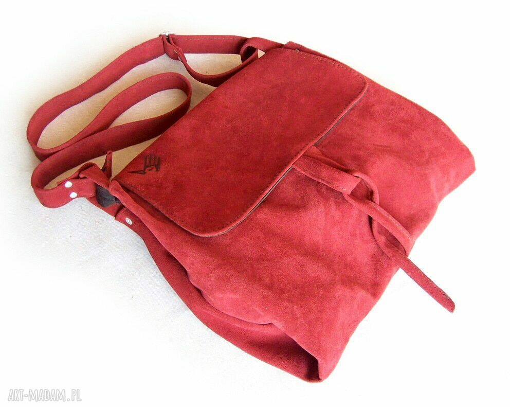 Torebka na ramię Surowa Baronowa zamsz marsala - handmade A4