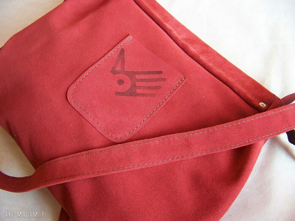 Torebka na ramię Surowa Baronowa zamsz marsala - handmade A4