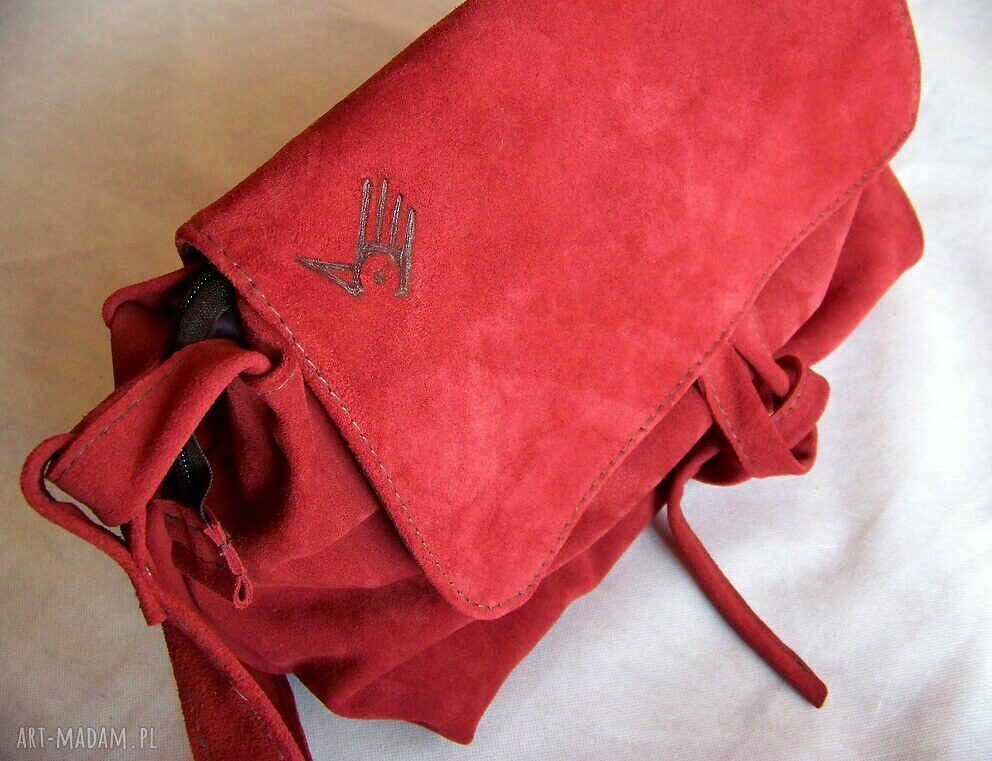 Torebka na ramię Surowa Baronowa zamsz marsala - handmade A4