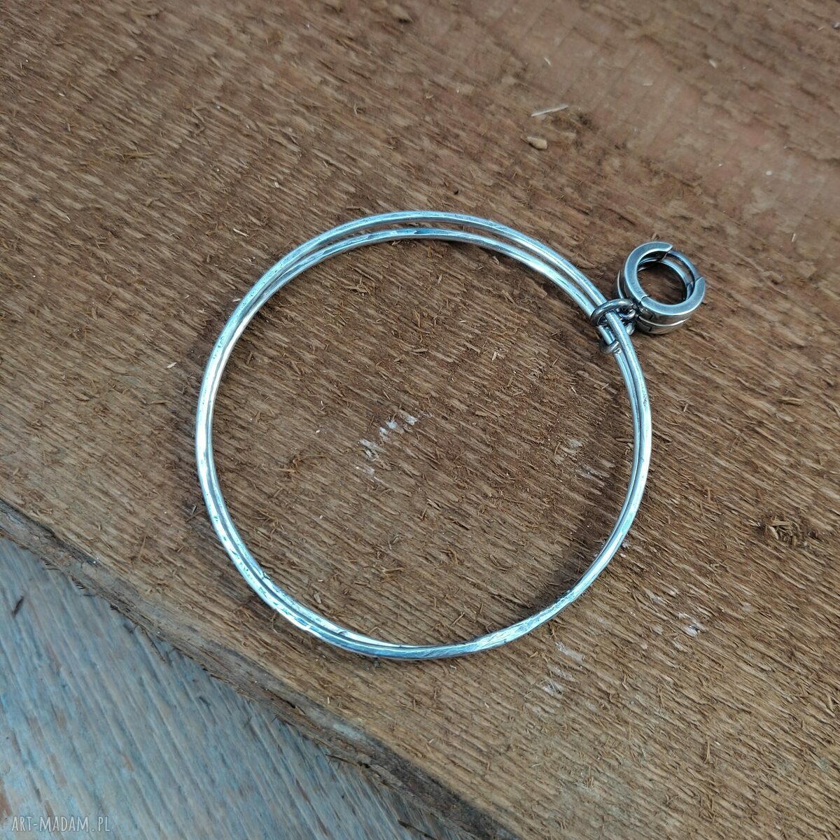 Surowe koła ze srebra oksydowanego - kolczyki handmade