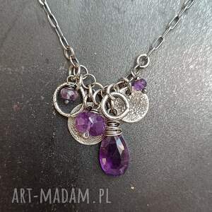surowy srebrny naszyjnik z ametystem - srebrne naszyjniki