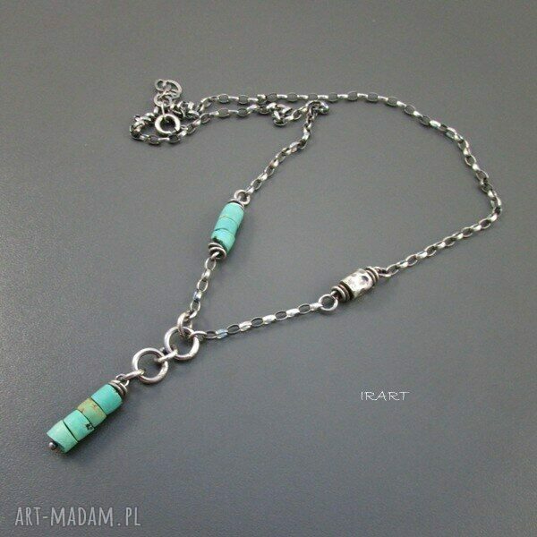 Surowy turkus w srebrze 925 - naszyjnik handmade Irart