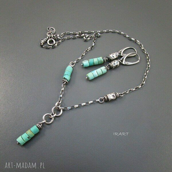 Surowy turkus w srebrze 925 - naszyjnik handmade Irart