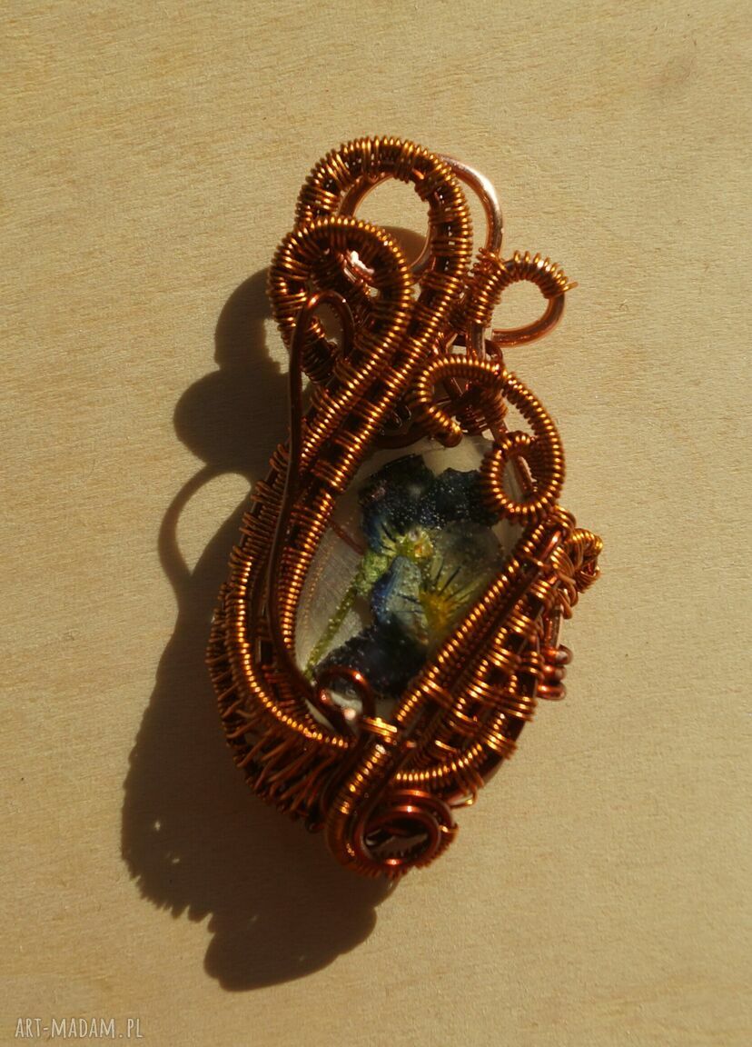 Misterny fiołek zawieszka miedzi żywica epoksydowa wire