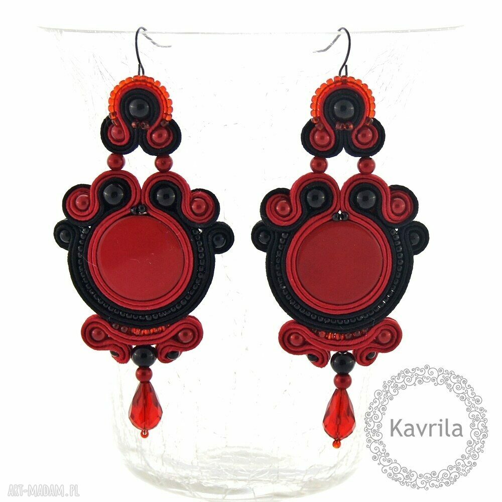 Falmenco red soutache kolczyki Autorskie