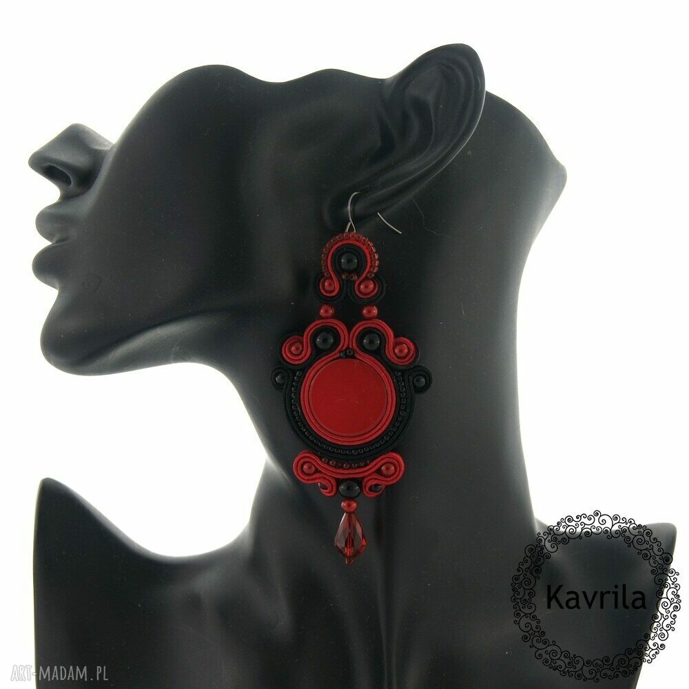 Falmenco red soutache kolczyki Autorskie
