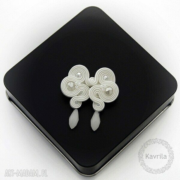 Kolczyki ślubne femini white soutache sutasz skromne kobiecie