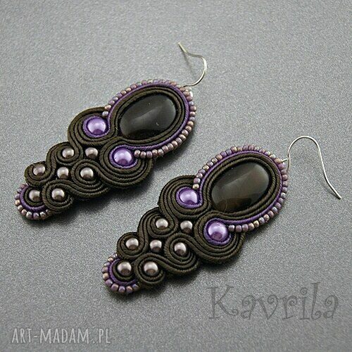Kolczyki soutache kocie brązowe handmade