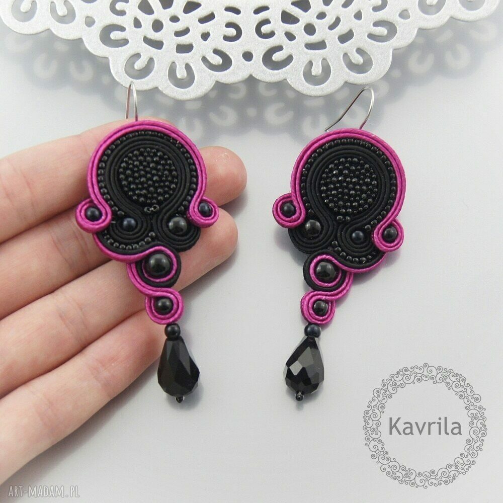 kolczyki soutache passion pink Ręcznie zrobione