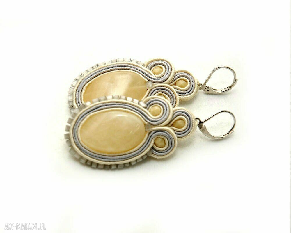 Delikatne kolczyki sutasz z awenturynami - haft soutache