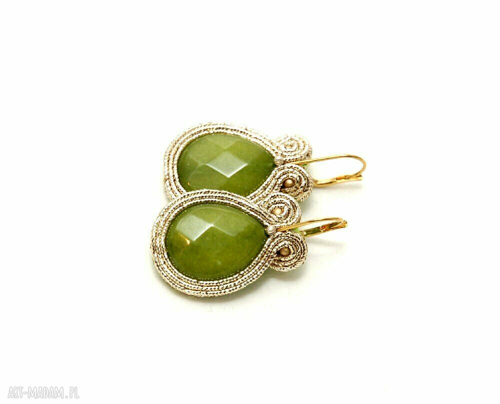 Kolczyki sutasz z jadeitami - wieczorowy blask w stylu soutache