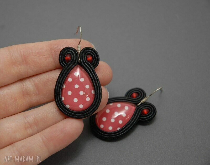 Kolczyki sutasz wesołe kropki Si Su - haft soutache z kaboszonem