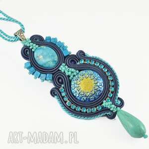 turkusowo-granatowy wisior soutache