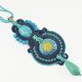 handmade turkusowo granatowy wisior soutache