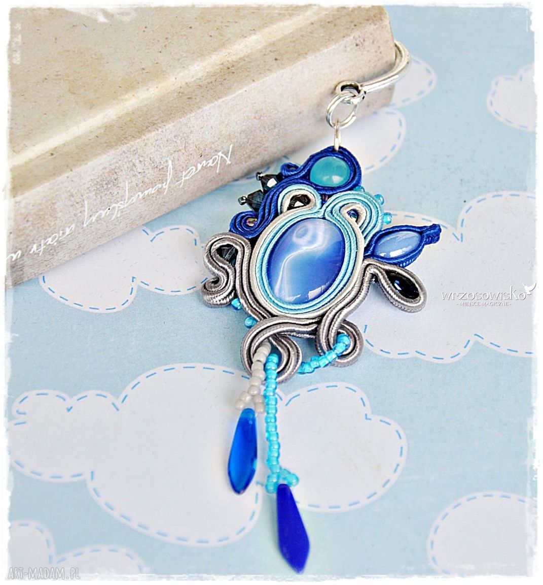 Ręcznie robiona zakładka soutache „Kocie Oczy” do książek i na prezent
