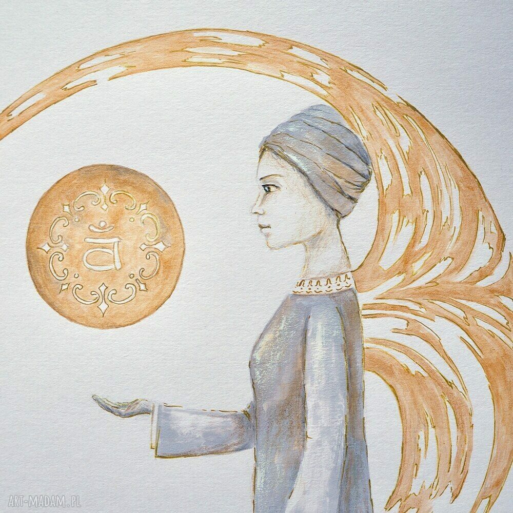 Anioł Svadhi - oryginalny obraz ręcznie malowany 50 x 70 cm