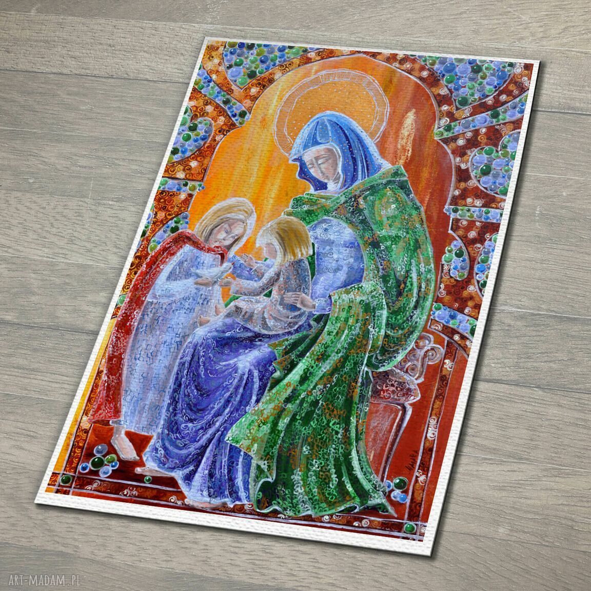 Św. Jadwiga i dzieci - plakat do pokoju dziecka i na chrzest