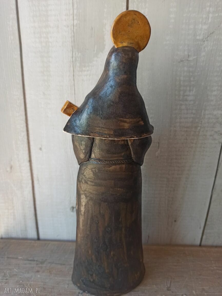 Św. Rita z Casaii - figura ceramiczna z różyczkami i krzyżem (handmade)