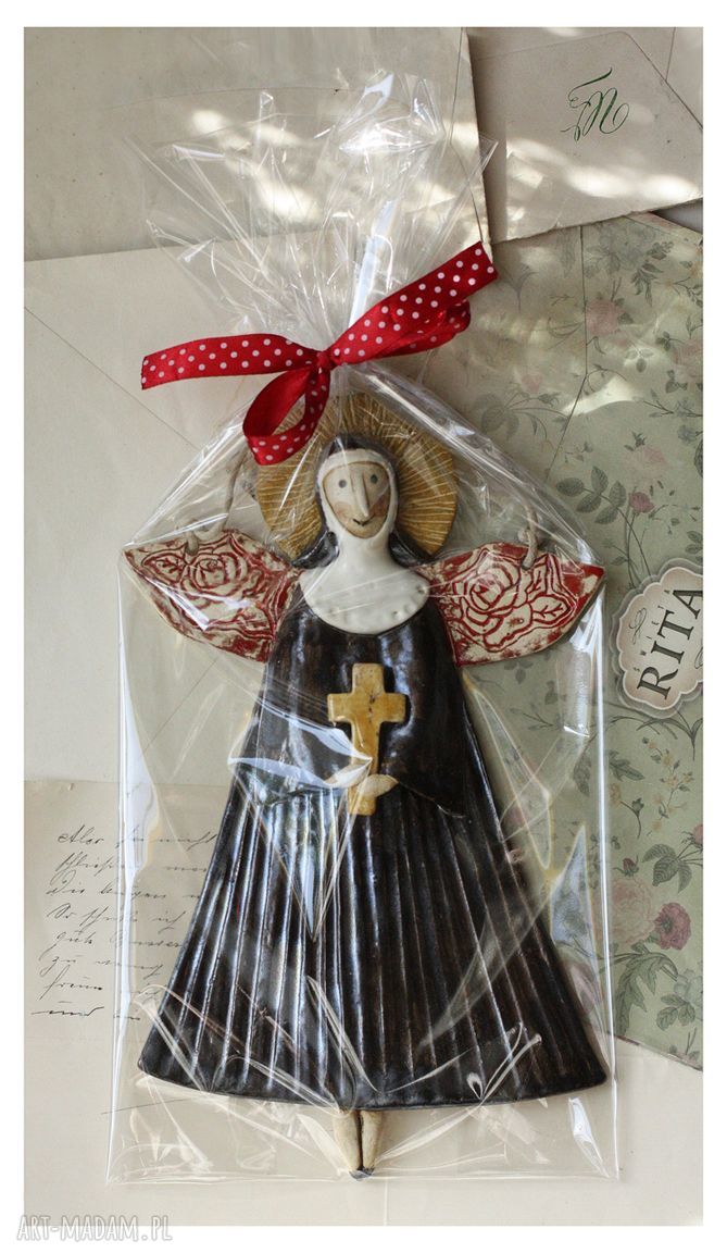 Św. Rita z Cascii - ceramiczna dekoracja do zawieszenia na ścianę