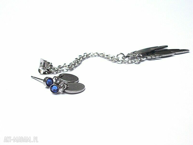 Kolczyki Alloys Collection Idianki Sapphire ze stali szlachetnej i Swarovski