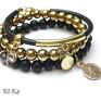 nietypowe bransoletki kamienie black and gold set