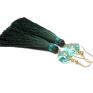 unikatowe kolczyki chwosty boho /sea green/ -