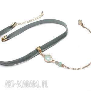 ki ka pracownia choker - trok grey - mint - naszyjnik