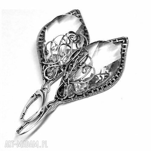 Ręcznie robione kolczyki Swarovski Crystal ze srebra oksydowanego