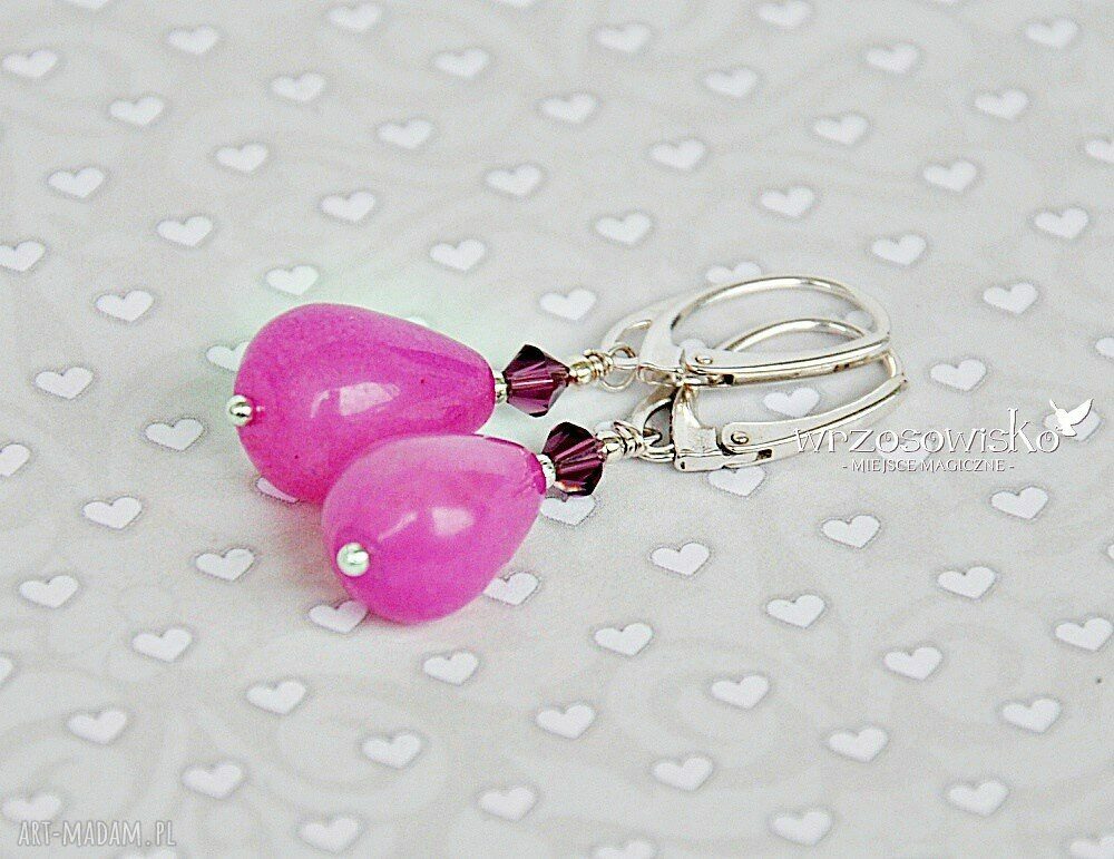 Fuksjowe krople jadeitu hand made