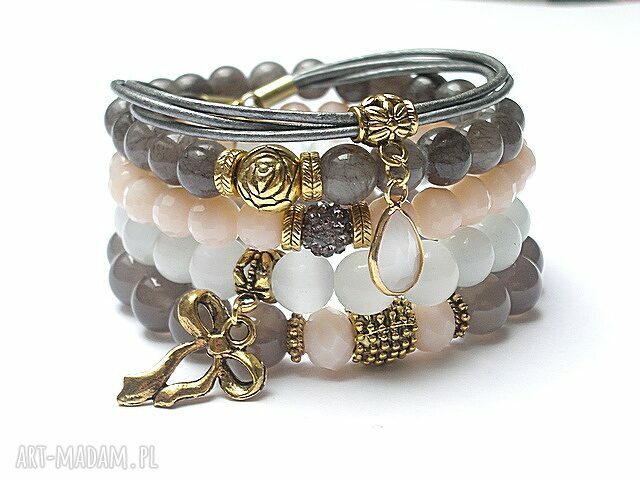 Grey and ecru vol 2014 set marmur kryształki swarovski skóra