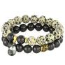 nietuzinkowe bransoletki jaspis jasper in spots, black & cream jade